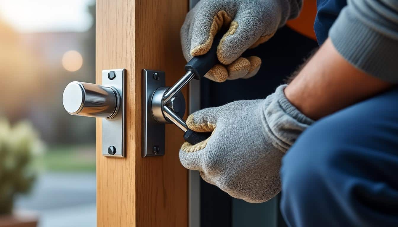 découvrez comment un serrurier installe des cylindres à bouton pour faciliter la sortie et améliorer la sécurité de votre porte.